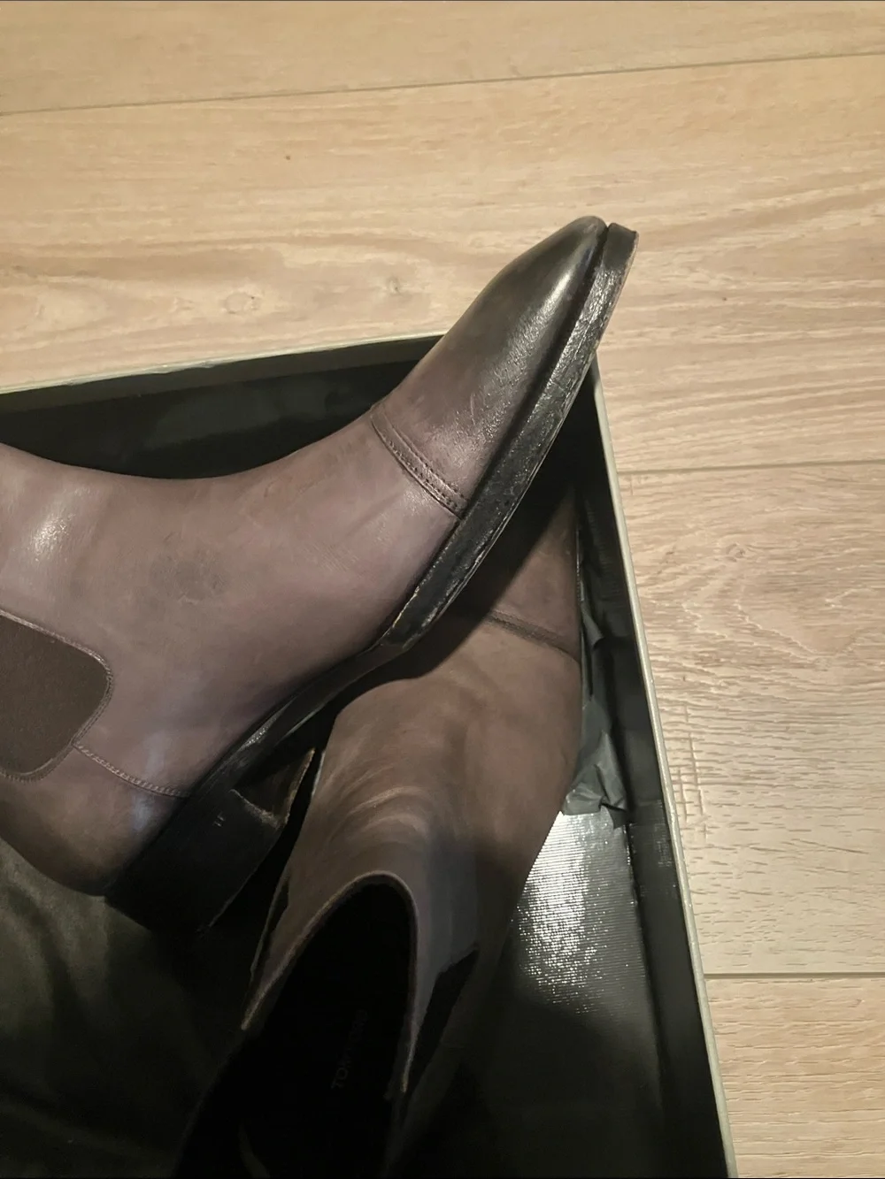 Tom Ford Men's Gray Leather Chukka Boots